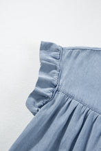 Load image into Gallery viewer, Beau Blue Ruffle Short Sleeve Tiered A-line Denim Dress
