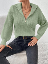 Load image into Gallery viewer, Honey Half Zip Dropped Shoulder Sweater
