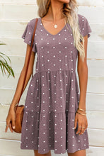 Load image into Gallery viewer, Polka Dot V-Neck Flutter Sleeve Mini Dress
