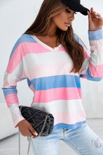 Load image into Gallery viewer, Color Block V-Neck Long Sleeve T-Shirt
