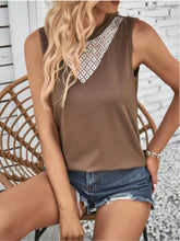 Load image into Gallery viewer, Lace Detail Round Neck Tank
