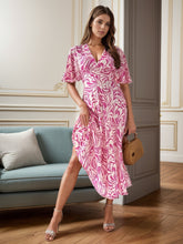 Load image into Gallery viewer, Printed Surplice Half Sleeve Midi Dress
