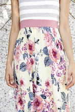 Load image into Gallery viewer, Plus Yellow Floral Grey Stripe Top Maxi Dress
