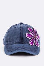 Load image into Gallery viewer, Bead &amp; Sequins Flower Accent Cotton Cap
