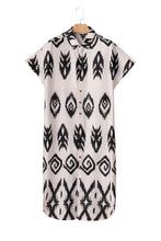 Load image into Gallery viewer, Black Western Print Side Split Long Shirt Dress
