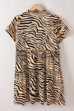 Load image into Gallery viewer, Ruffled Animal Print Tie Neck Mini Dress
