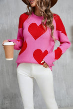 Load image into Gallery viewer, Angel Wings Contrast Heart Dropped Shoulder Long Sleeve Sweater
