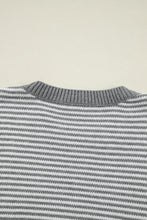 Load image into Gallery viewer, Gray Stripe Geometric Textured Drop Shoulder Sweater
