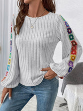 Load image into Gallery viewer, Embroidered Round Neck Long Sleeve Blouse
