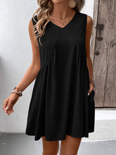 Load image into Gallery viewer, Ruched V-Neck Sleeveless Mini Dress
