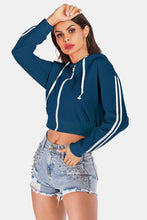 Load image into Gallery viewer, Side Stripe Drawstring Cropped Hooded Jacket
