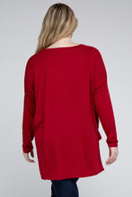 Load image into Gallery viewer, Plus Dolman Sleeve V-Neck Side Slit Hi-Low Hem Top
