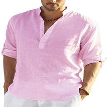 Load image into Gallery viewer, Men&#39;s Casual Cotton Linen Solid Color Long Sleeve Shirt
