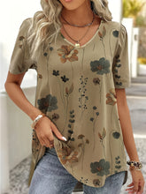 Load image into Gallery viewer, Printed V-Neck Short Sleeve Blouse
