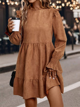 Load image into Gallery viewer, Frill Round Neck Long Sleeve Mini Dress
