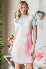 Load image into Gallery viewer, Tie-Dye Round Neck Short Sleeve Slit Dress
