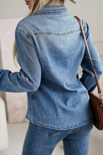 Load image into Gallery viewer, Dusk Blue Flap Pockets Slim Buttoned Denim Shirt
