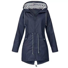 Load image into Gallery viewer, Womens Waterproof Raincoat Casual Basic Outdoors Drawstring Trench Lightweight Drawstring Jacket
