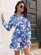 Load image into Gallery viewer, Paisley Print Johnny Collar Smocked Dress
