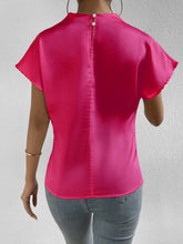 Load image into Gallery viewer, Ruched Mock Neck Short Sleeve Blouse
