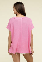 Load image into Gallery viewer, Brushed Waffle Exposed-Seam Short Sleeve Top
