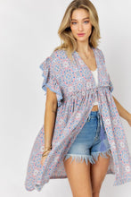 Load image into Gallery viewer, Printed Short Sleeve Ruffle Kimono
