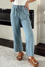 Load image into Gallery viewer, Myosotis Mineral Wash Drawstring Waist Loose Straight Denim Pants
