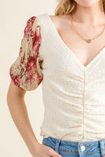 Load image into Gallery viewer, And The Why Full Size Floral Print Textured Sleeve Knit Top

