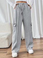 Load image into Gallery viewer, Drawstring Wide Leg Pants with Pockets
