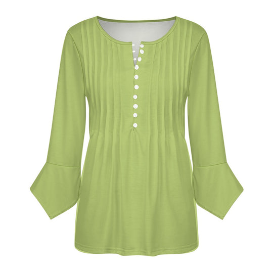 Ti Amo I love you - Exclusive Brand - Women's Ruffled Petal Sleeve Top - Solid Color