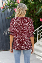 Load image into Gallery viewer, Polka Dot Round Neck Lantern Sleeve Blouse
