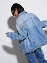 Load image into Gallery viewer, Button Up Collared Neck Denim Jacket
