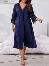 Load image into Gallery viewer, Plus Size Lace Detail V-Neck Lounge Dress
