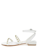 Load image into Gallery viewer, Flippity Studded Ankle Strap Flat Sandals
