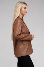 Load image into Gallery viewer, Sleek Pu Leather Blazer with Front Closure
