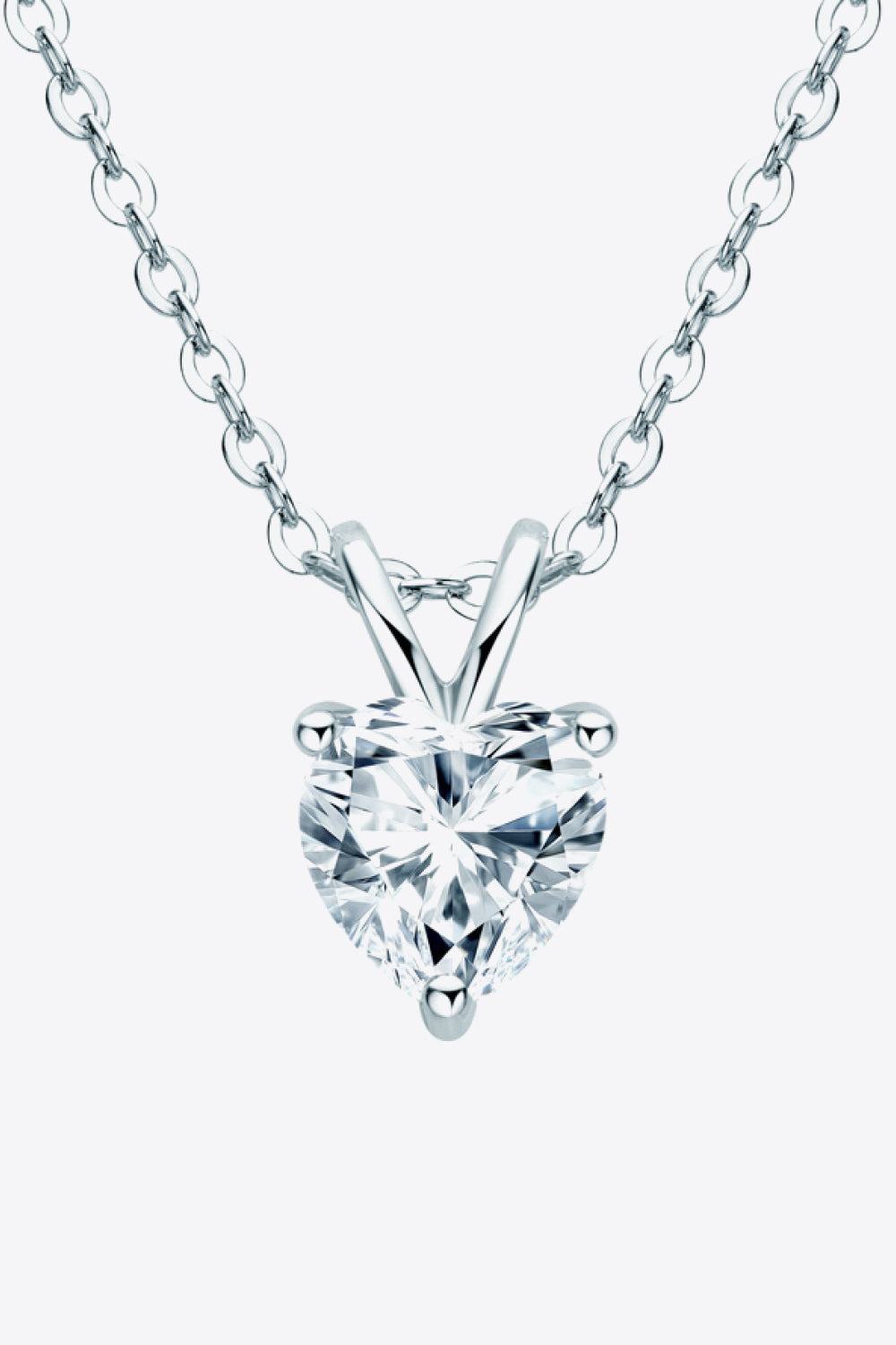 1 Carat 925 Sterling Silver or Platinum Plated Gold - Moissanite Heart-Shaped Pendant Necklace Ti Amo I love you