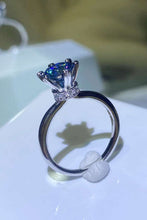 Load image into Gallery viewer, 1 Carat Blue Round Moissanite 6-Prong 925 Sterling Silver Platinum Plated Solitaire Ring Ti Amo I love you
