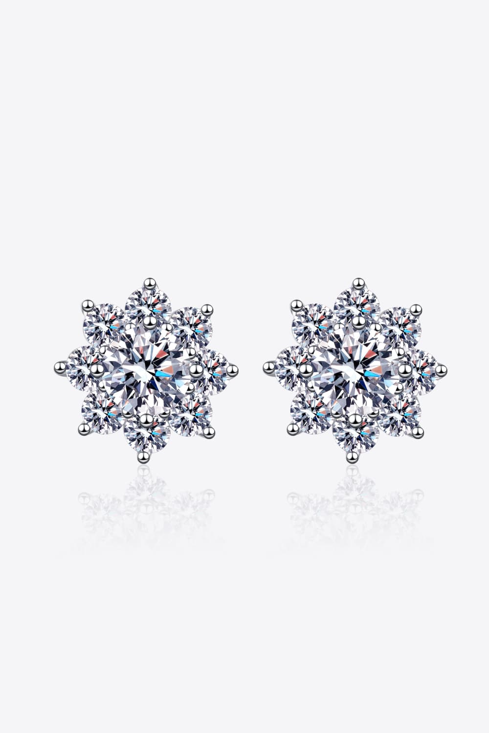 1 Carat Moissanite 925 Sterling Silver Flower Earring Ti Amo I love you