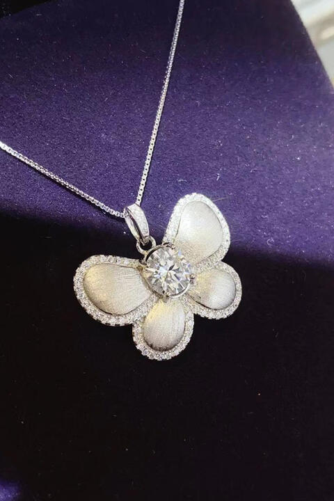 1 Carat Moissanite Butterfly Pendant Necklace Ti Amo I love you