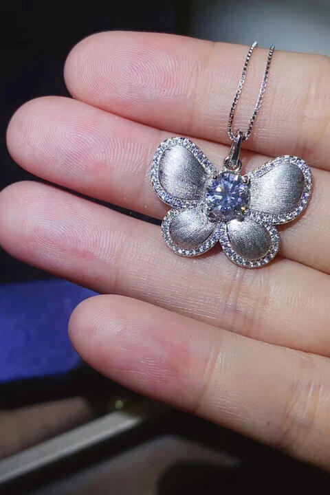 1 Carat Moissanite Butterfly Pendant Necklace Ti Amo I love you