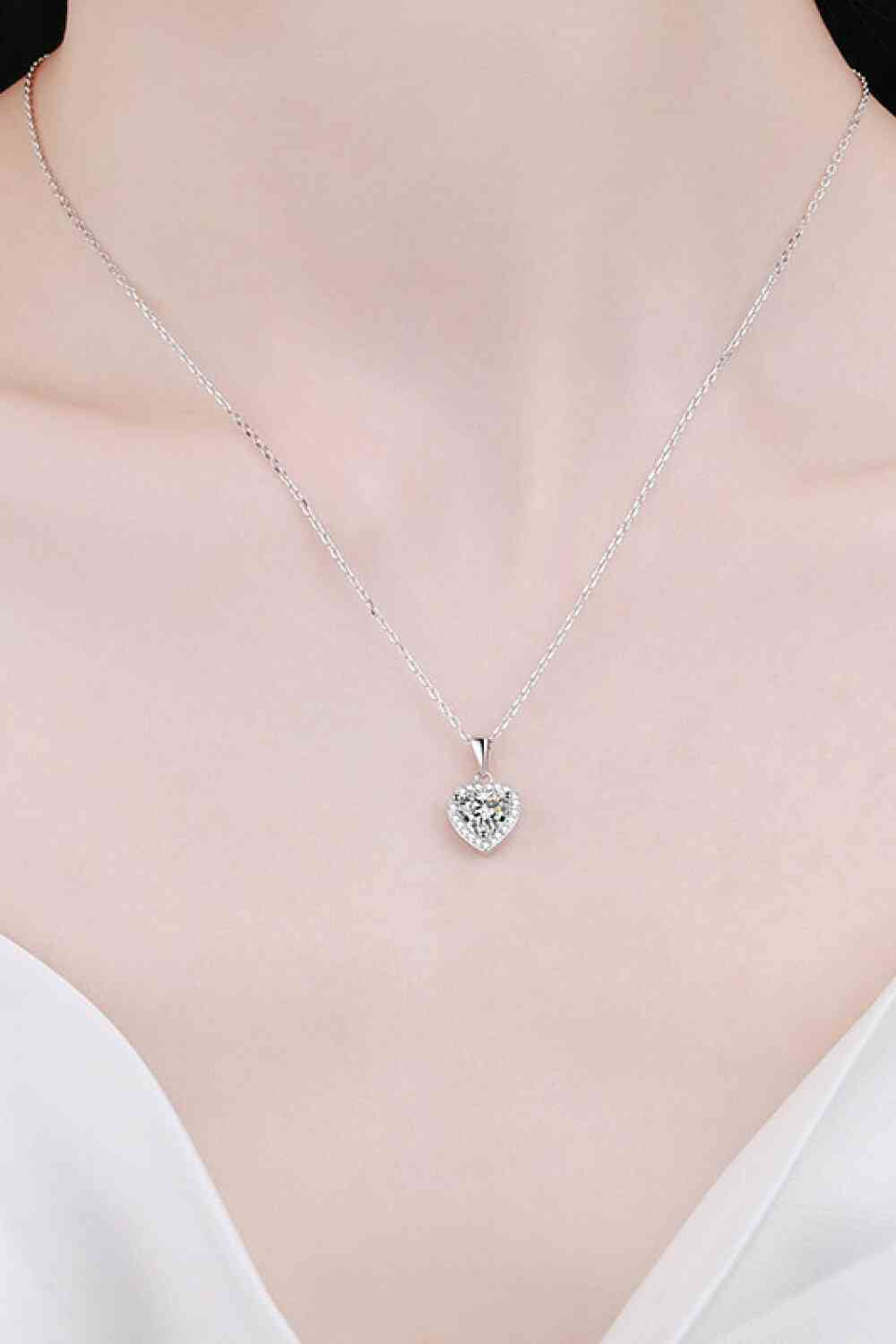 1 Carat Moissanite Heart Pendant Chain Necklace Ti Amo I love you