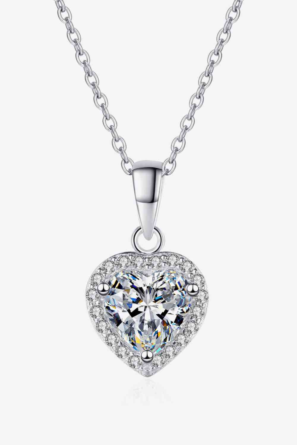 1 Carat Moissanite Heart Pendant Chain Necklace Ti Amo I love you