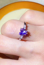 Load image into Gallery viewer, 1 Carat Moissanite Heart-Shaped Platinum-Plated Ring in Purple Ti Amo I love you
