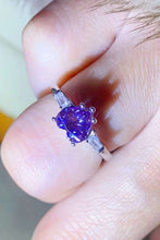 Load image into Gallery viewer, 1 Carat Moissanite Heart-Shaped Platinum-Plated Ring in Purple Ti Amo I love you
