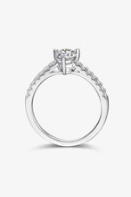 Load image into Gallery viewer, 1 Carat Moissanite Pear Shaped - 925 Sterling Silver Side Stone Ring Ti Amo I love you
