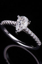 Load image into Gallery viewer, 1 Carat Moissanite Pear Shaped - 925 Sterling Silver Side Stone Ring Ti Amo I love you
