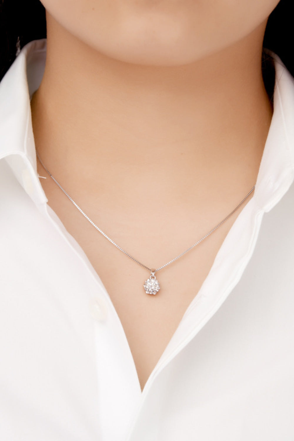 1 Carat Moissanite Pendant Platinum-Plated Necklace Ti Amo I love you