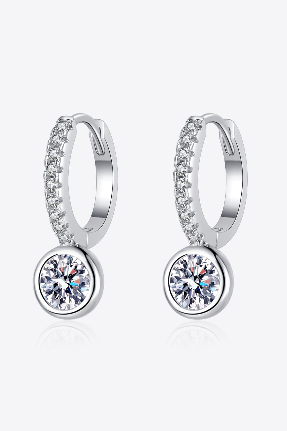 1 Carat Moissanite Rhodium-Plated Drop Earrings Ti Amo I love you