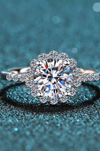 Load image into Gallery viewer, 1 Carat Moissanite Rhodium-Plated Halo Ring Ti Amo I love you
