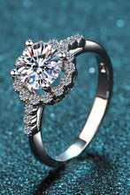 Load image into Gallery viewer, 1 Carat Moissanite Rhodium-Plated Halo Ring Ti Amo I love you
